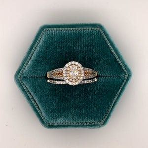 10K Two-Toned Lab Grown Diamond Engagement Ring with Matching Wedding Band