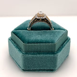 10K Two-Toned Lab Grown Emerald Cut Diamond Engagement Ring with Matching Wedding Band