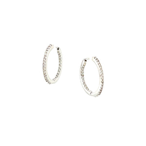 14K White Gold Diamond Hoops 0.16CT