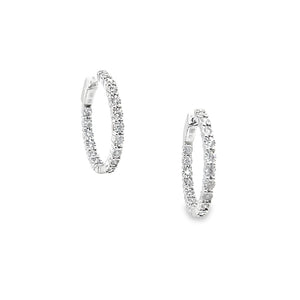 10K White Gold 0.75 CTW Diamond In-Out Hoops