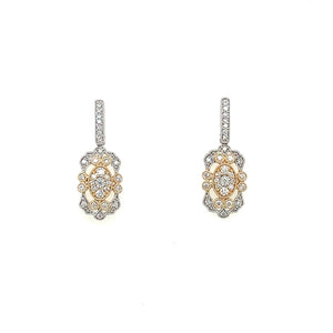 14K Two Toned Art Deco Diamond Earrings