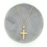 14K Yellow Gold Diamond Cross Pendant Necklace