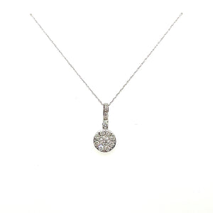 14K White Gold Diamond Cluster Pendant