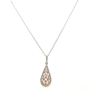 10K Rose and White Gold Diamond Pendant