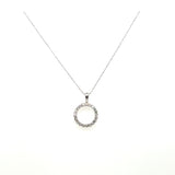 14K White Gold Round Diamond Pendant Necklace