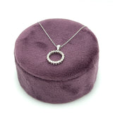 14K White Gold Round Diamond Pendant Necklace