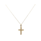 14K Yellow Gold Diamond Cross Pendant Necklace