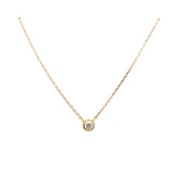 14K Yellow Gold Stationary Bezel Set Diamond Necklace