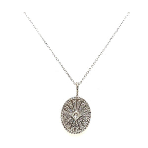 10K White Gold Diamond Oval Pendant