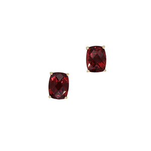 Elongated Cushion Garnet Stud Earrings