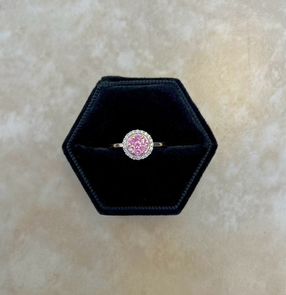 14K Rose Gold Pink Sapphire Cluster Ring