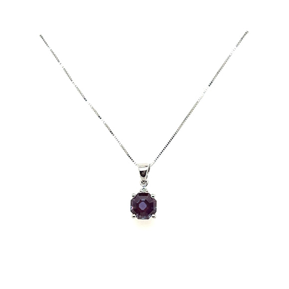 14K White Gold Lab Grown Alexandrite Necklace