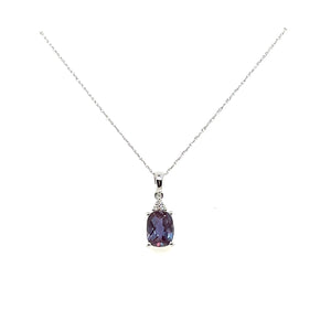 14K White Gold Lab Grown Alexandrite Necklace