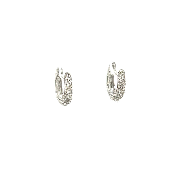 14K White Gold 0.13CT Diamond Hoop Earrings