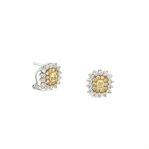 14K Yellow and White Gold Yellow Diamond Cluster Earrings